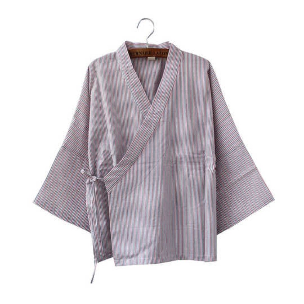 Japanese Light Blue Stripe Kimono New One-Size